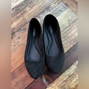Soda Shoes Women Casual Ballet Flats Vegan Suede Formal Basic Black size 8